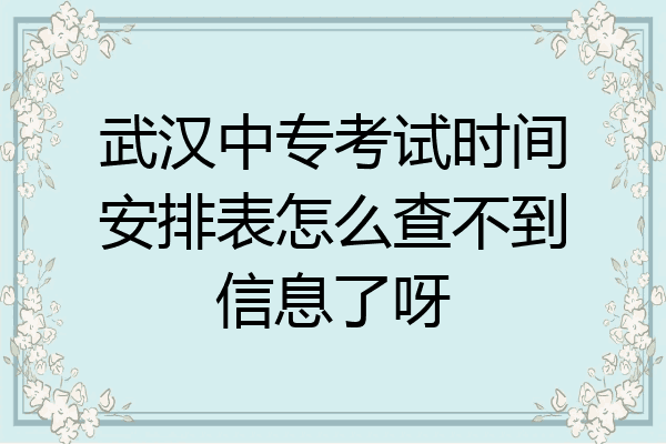 武汉中专考试时间安排表怎么查不到信息了呀
