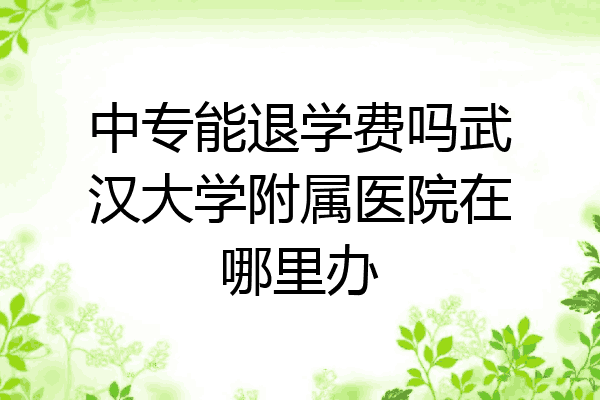 中专能退学费吗武汉大学附属医院在哪里办