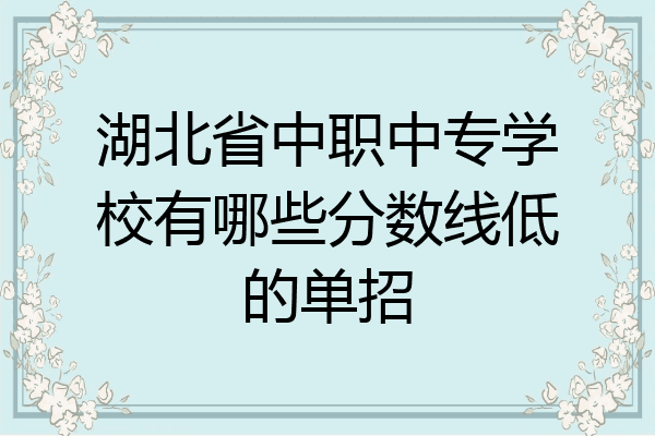 湖北省中职中专学校有哪些分数线低的单招