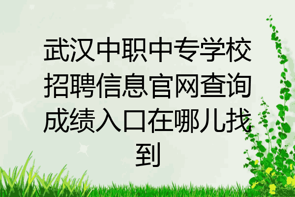 武汉中职中专学校招聘信息官网查询成绩入口在哪儿找到