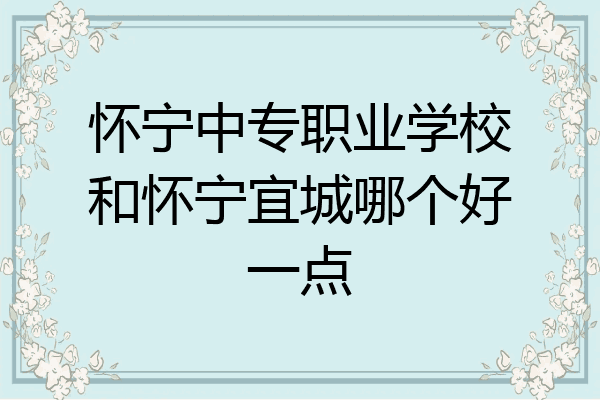 怀宁中专职业学校和怀宁宜城哪个好一点