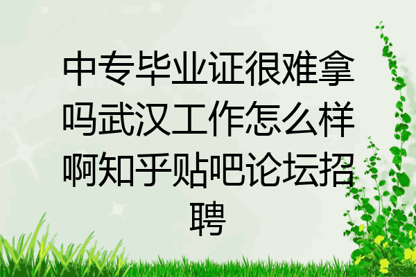 中专毕业证很难拿吗武汉工作怎么样啊知乎贴吧论坛招聘