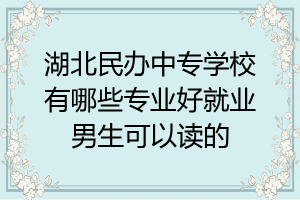 湖北民办中专学校有哪些专业好就业男生可以读的