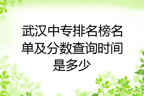 武汉中专排名榜名单及分数查询时间是多少