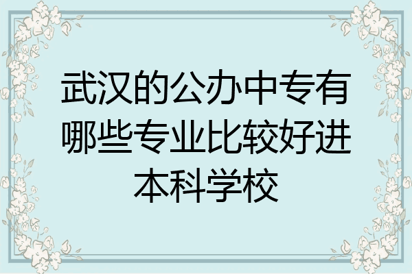 武汉的公办中专有哪些专业比较好进本科学校