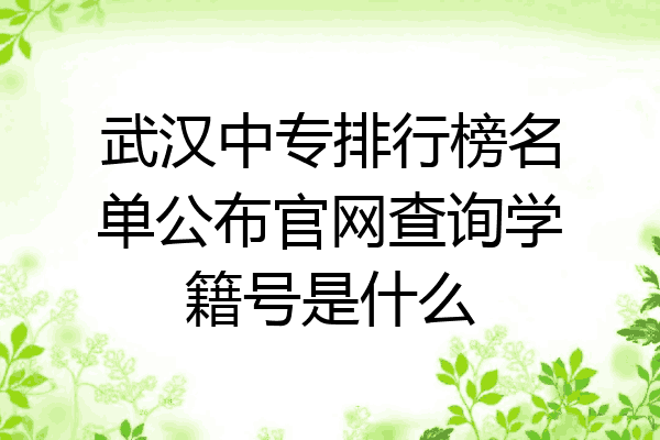 武汉中专排行榜名单公布官网查询学籍号是什么