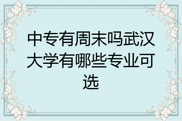 中专有周末吗武汉大学有哪些专业可选