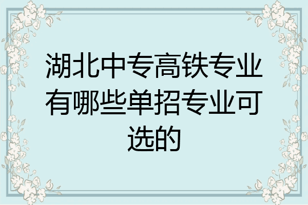 湖北中专高铁专业有哪些单招专业可选的