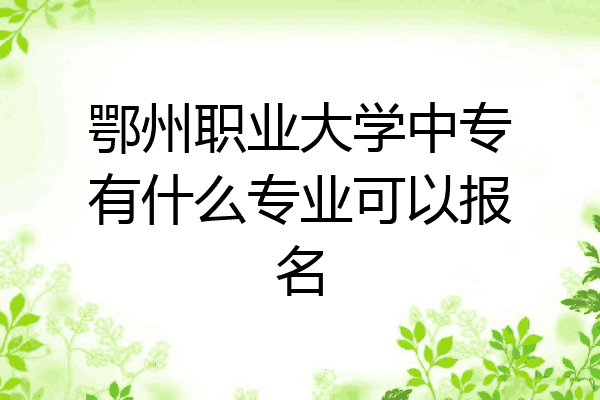 鄂州职业大学中专有什么专业可以报名