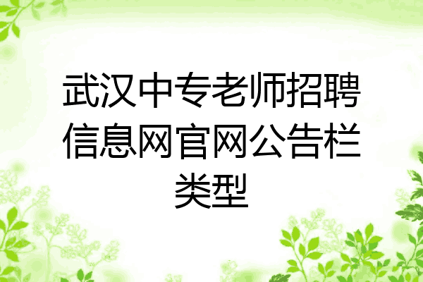 武汉中专老师招聘信息网官网公告栏类型