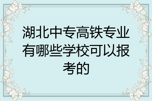 湖北中专高铁专业有哪些学校可以报考的