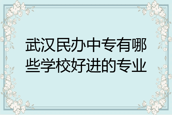 武汉民办中专有哪些学校好进的专业