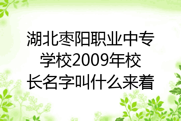 湖北枣阳职业中专学校2009年校长名字叫什么来着
