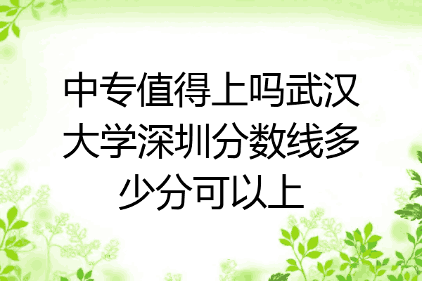 中专值得上吗武汉大学深圳分数线多少分可以上