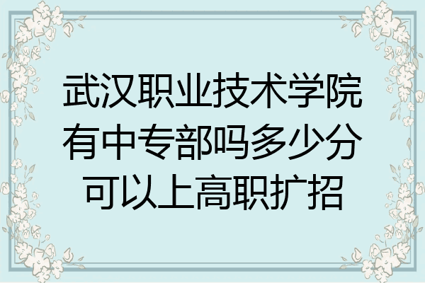 武汉职业技术学院有中专部吗多少分可以上高职扩招