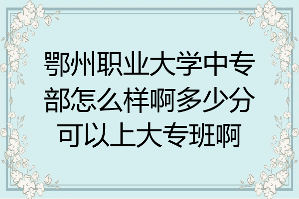 鄂州职业大学中专部怎么样啊多少分可以上大专班啊