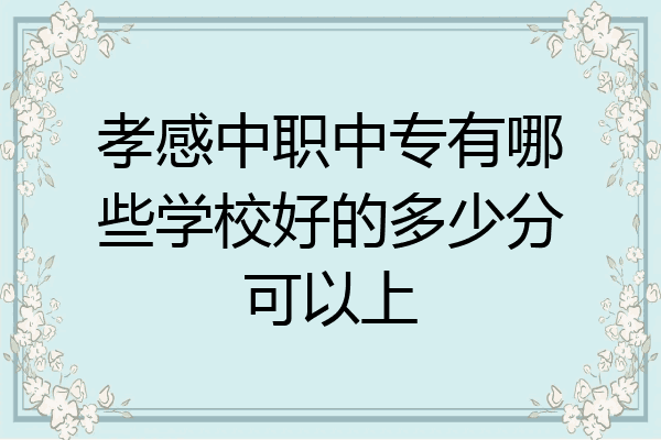 孝感中职中专有哪些学校好的多少分可以上