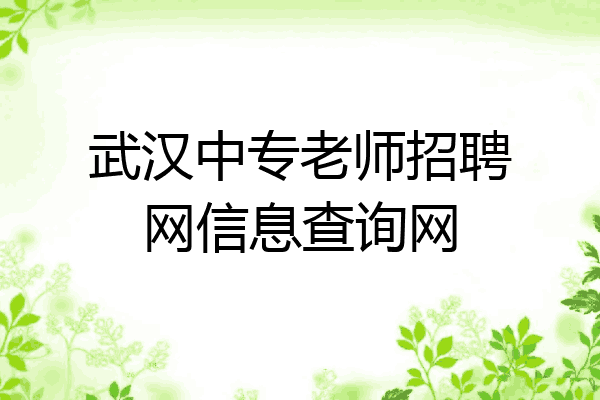 武汉中专老师招聘网信息查询网