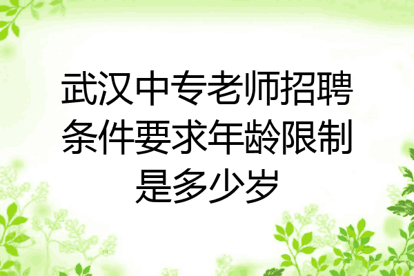 武汉中专老师招聘条件要求年龄限制是多少岁
