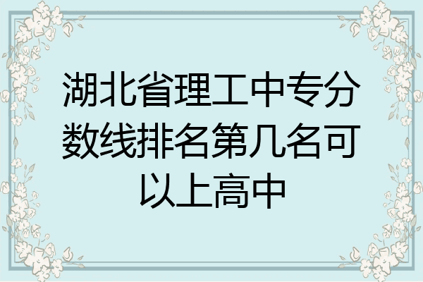 湖北省理工中专分数线排名第几名可以上高中