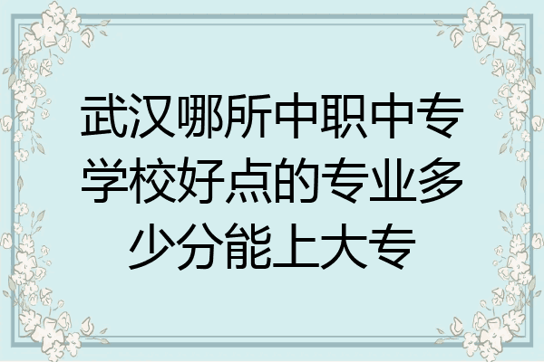 武汉哪所中职中专学校好点的专业多少分能上大专
