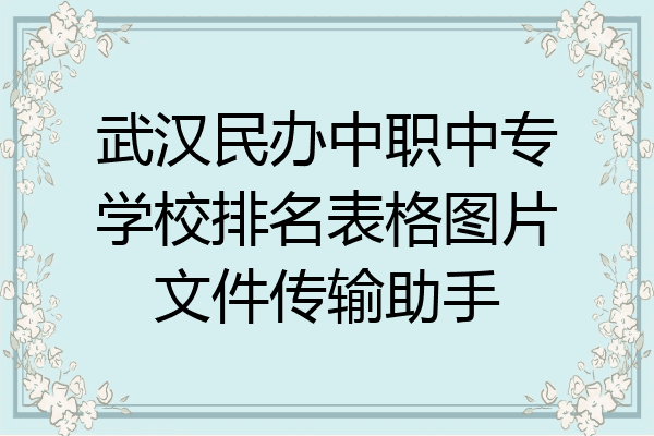 武汉民办中职中专学校排名表格图片文件传输助手