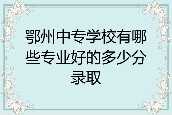 鄂州中专学校有哪些专业好的多少分录取