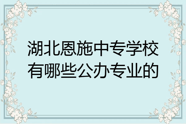 湖北恩施中专学校有哪些公办专业的