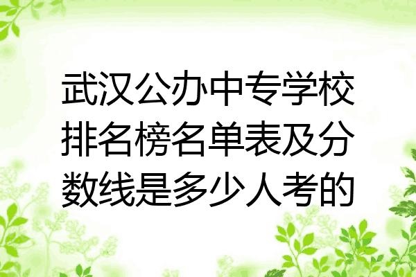 武汉公办中专学校排名榜名单表及分数线是多少人考的