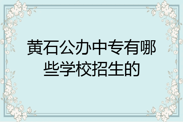 黄石公办中专有哪些学校招生的