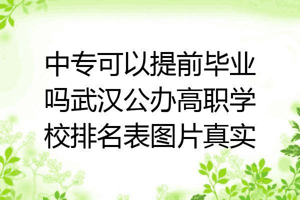 中专可以提前毕业吗武汉公办高职学校排名表图片真实