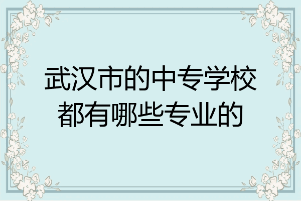 武汉市的中专学校都有哪些专业的