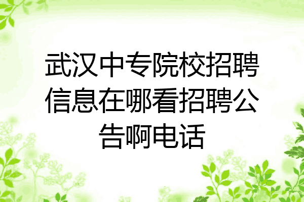 武汉中专院校招聘信息在哪看招聘公告啊电话