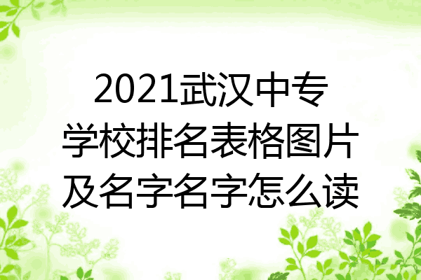 2021武汉中专学校排名表格图片及名字名字怎么读