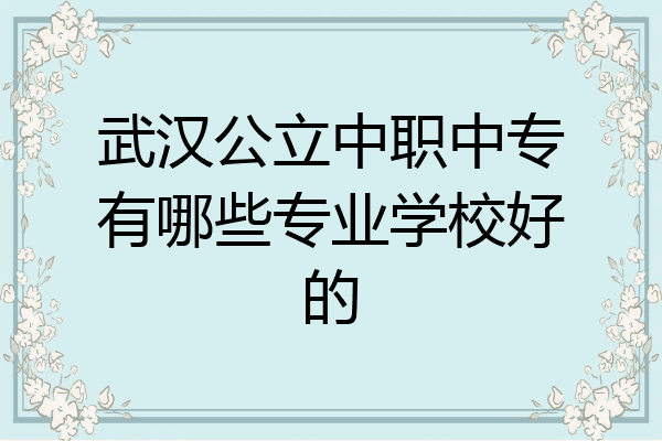 武汉公立中职中专有哪些专业学校好的