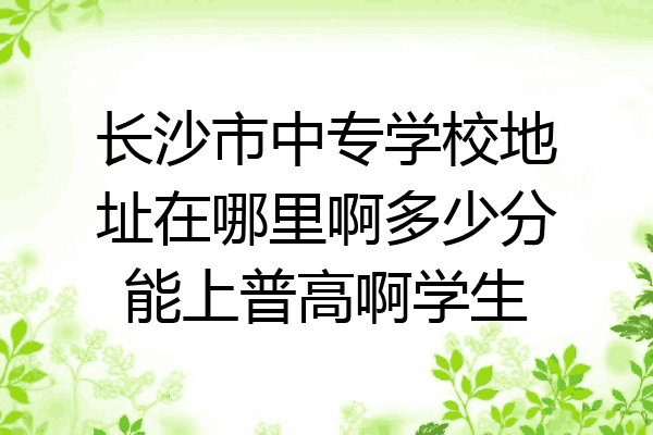 长沙市中专学校地址在哪里啊多少分能上普高啊学生