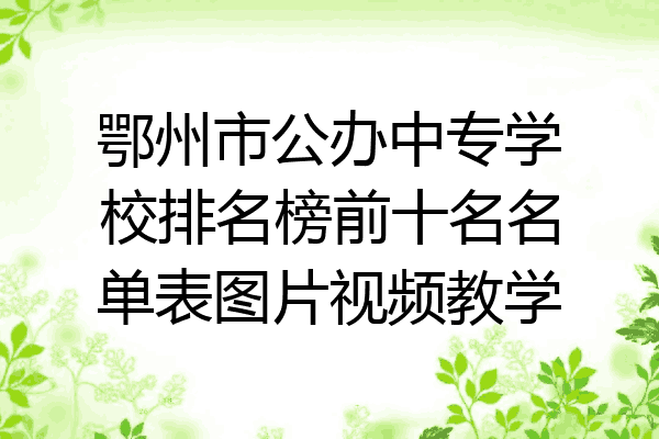 鄂州市公办中专学校排名榜前十名名单表图片视频教学