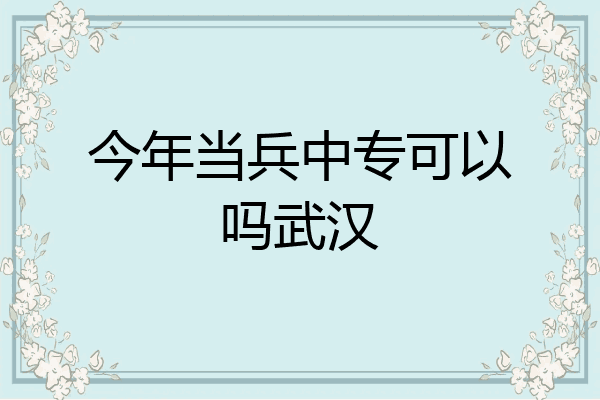 今年当兵中专可以吗武汉