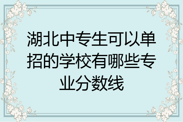 湖北中专生可以单招的学校有哪些专业分数线