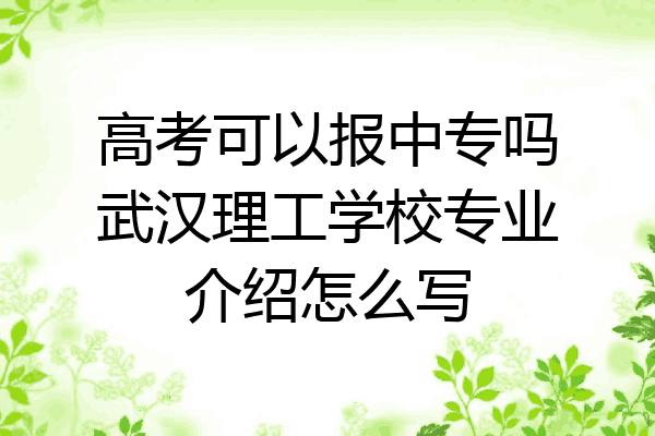 高考可以报中专吗武汉理工学校专业介绍怎么写