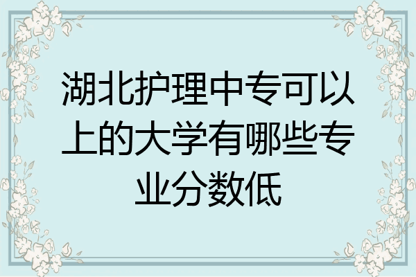 湖北护理中专可以上的大学有哪些专业分数低