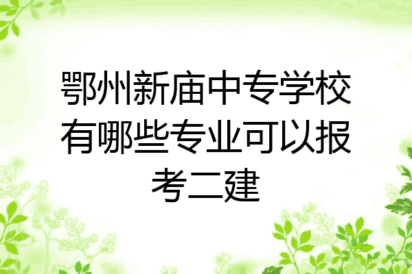 鄂州新庙中专学校有哪些专业可以报考二建