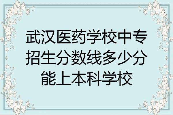 武汉医药学校中专招生分数线多少分能上本科学校