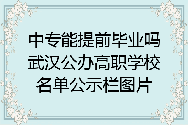 中专能提前毕业吗武汉公办高职学校名单公示栏图片