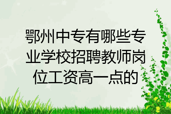 鄂州中专有哪些专业学校招聘教师岗位工资高一点的