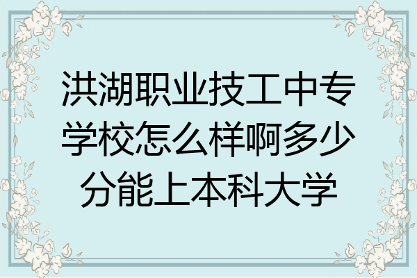 洪湖职业技工中专学校怎么样啊多少分能上本科大学