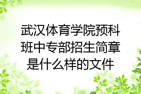 武汉体育学院预科班中专部招生简章是什么样的文件