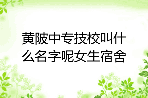 黄陂中专技校叫什么名字呢女生宿舍