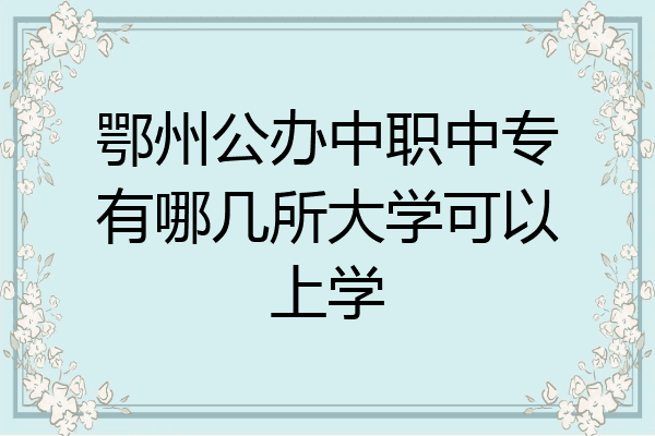 鄂州公办中职中专有哪几所大学可以上学
