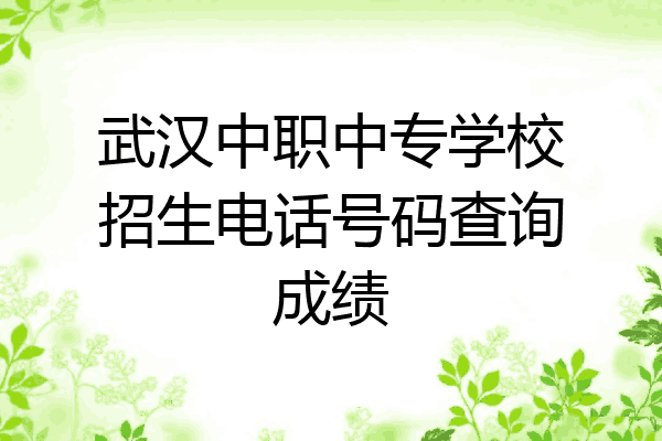 武汉中职中专学校招生电话号码查询成绩